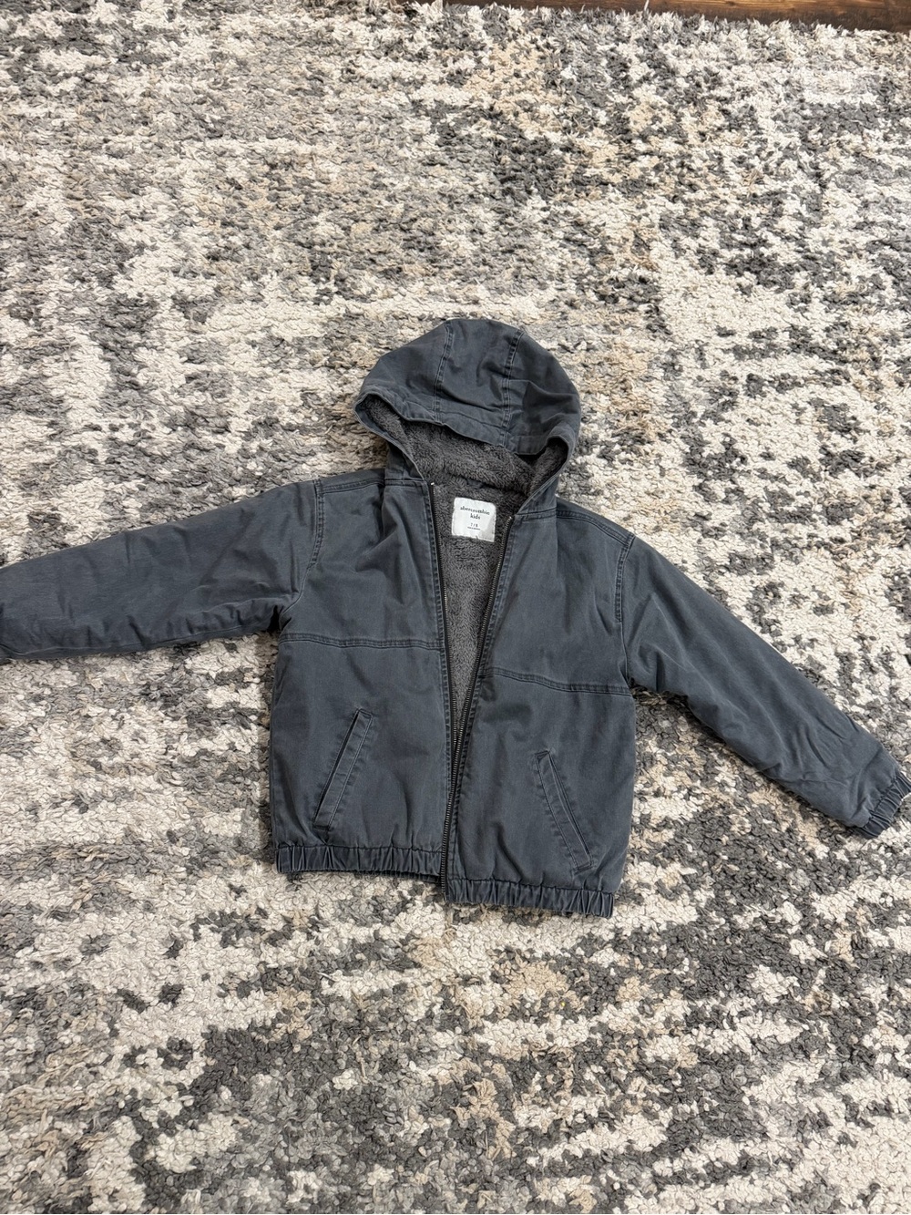 abercrombie kids Gray Hooded Puffer Jacket